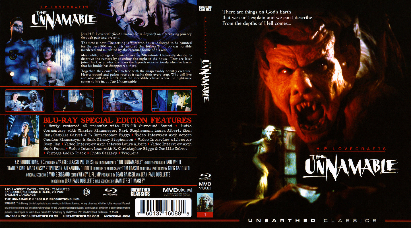 Unnamable - Blu-ray Horror 1988 R