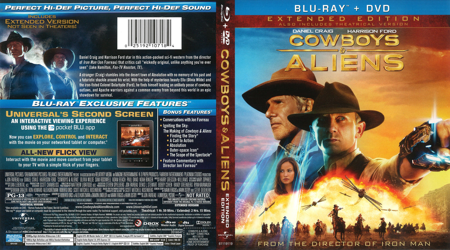 Cowboys & Aliens Extended Edition - Blu-ray SciFi 2011 NR