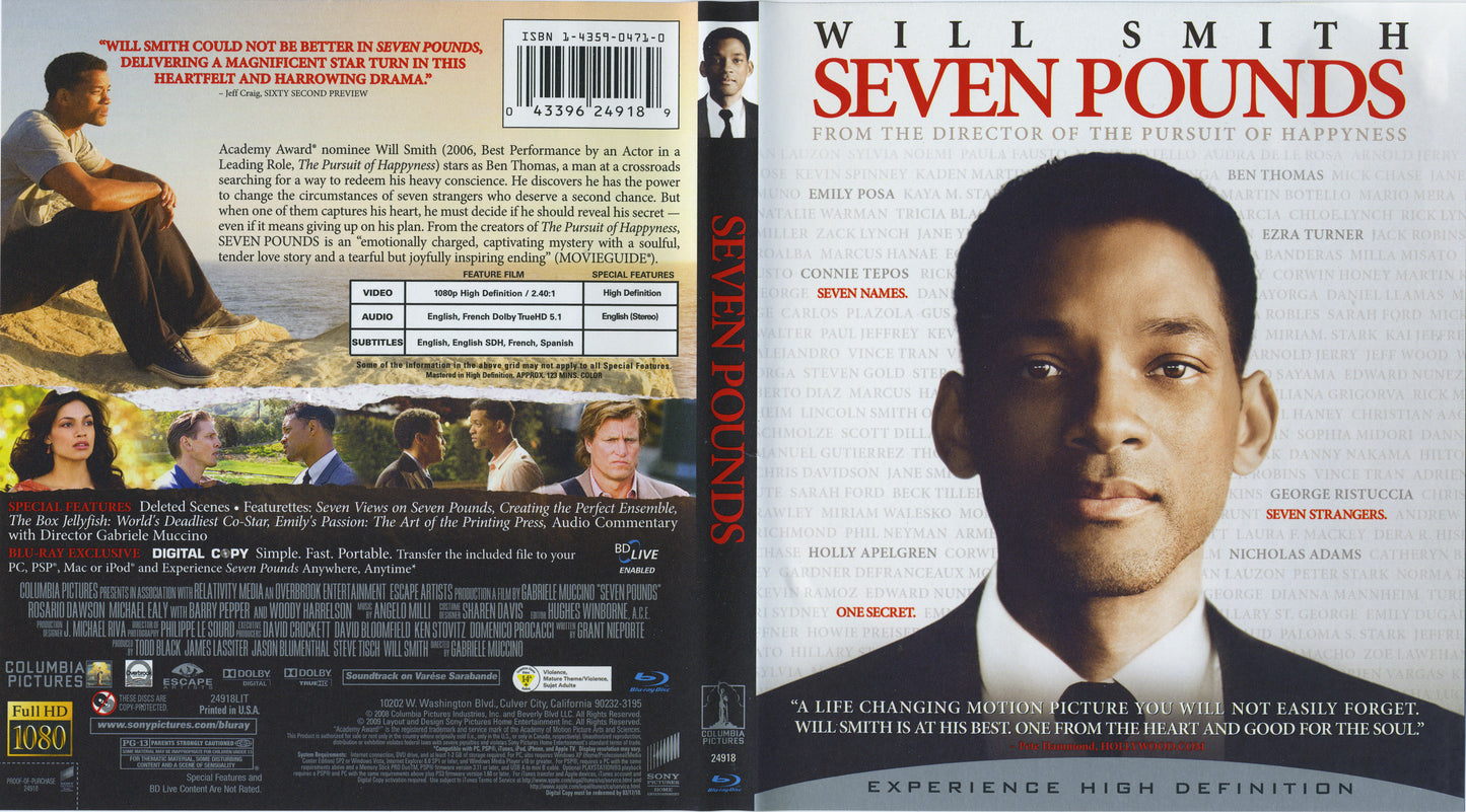 Seven Pounds - Blu-ray Drama 2008 PG-13
