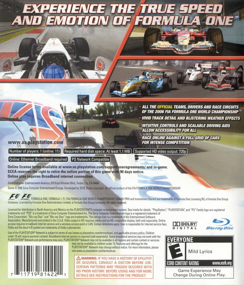 F1: Formula 1  Championship Edition - PS3