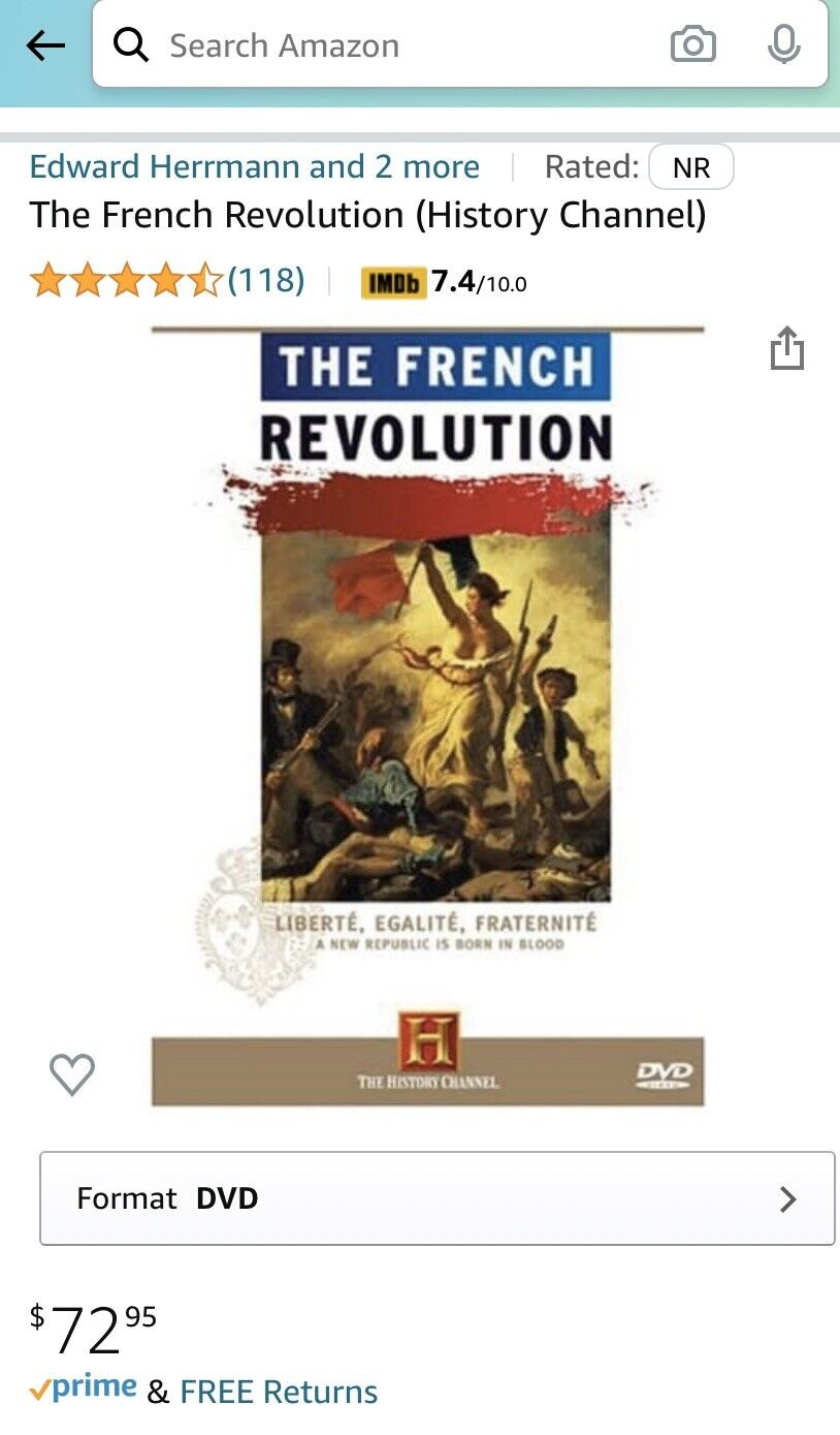 History Channel Presents: French Revolution: Liberte, Egalite, Fraternite: A New Republic Is Born In Blood - DVD