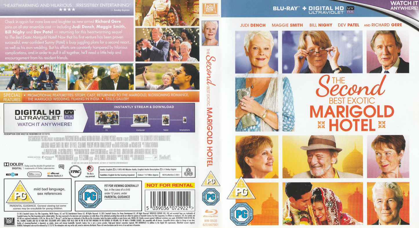 Second Best Exotic Marigold Hotel - Blu-ray Comedy 2015 PG