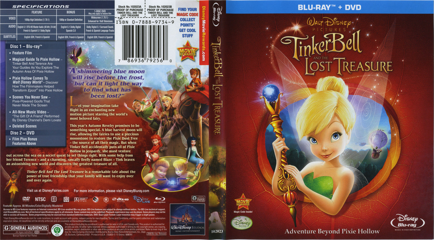 Tinker Bell And The Lost Treasure - Blu-ray Animation 2009 G