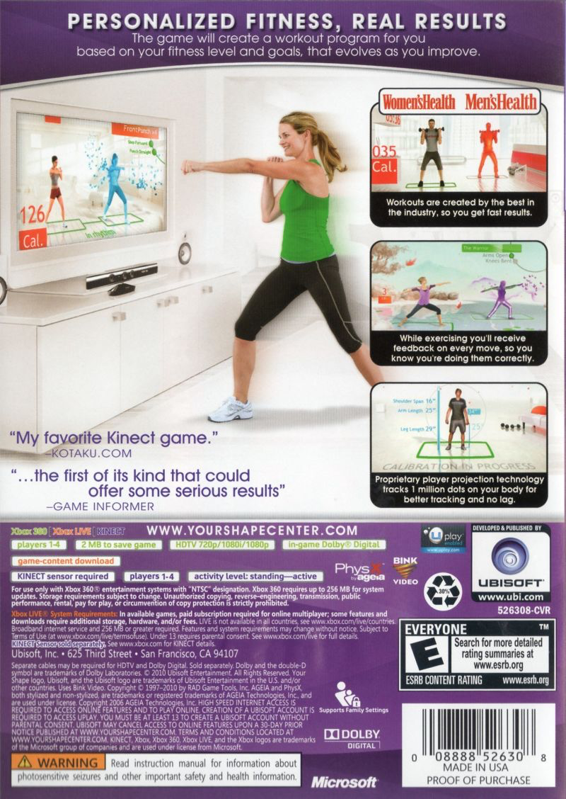 xbox 360 Kinect game: Your Shape fitness Evolved 2012. Do Gym