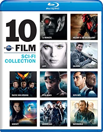 10 Universal Film Sci-Fi Collection : 12 Mokeys / Hellboy II: The Golden Army / Lucy / Oblivion / Pacific Rim Uprising / Pitch Black / Repo Men / Serenity / Seventh Son / Waterworld - Blu-ray SciFi VAR VAR