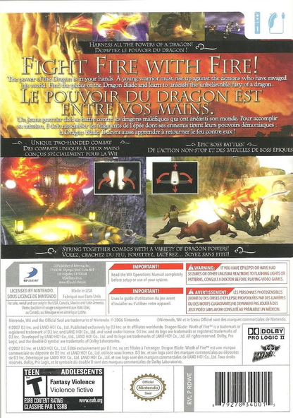 Dragon Blade: Wrath of Fire (Nintendo Wii, 2007) for sale online