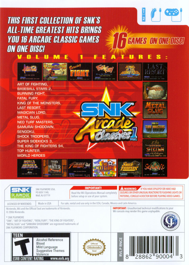 SNK Arcade Classics: Volume 1 - Wii