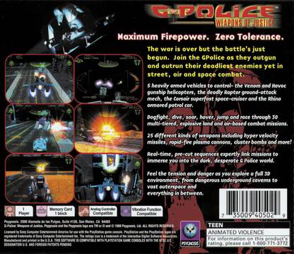 G-Police: Weapons of Justice - PS1
