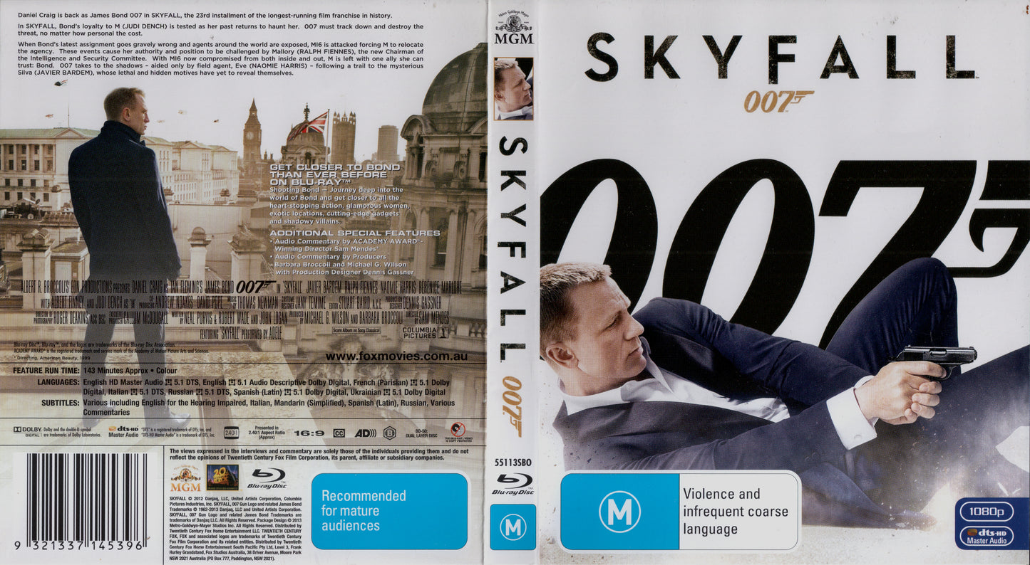 007 Skyfall - Blu-ray Action/Adventure 2012 PG-13