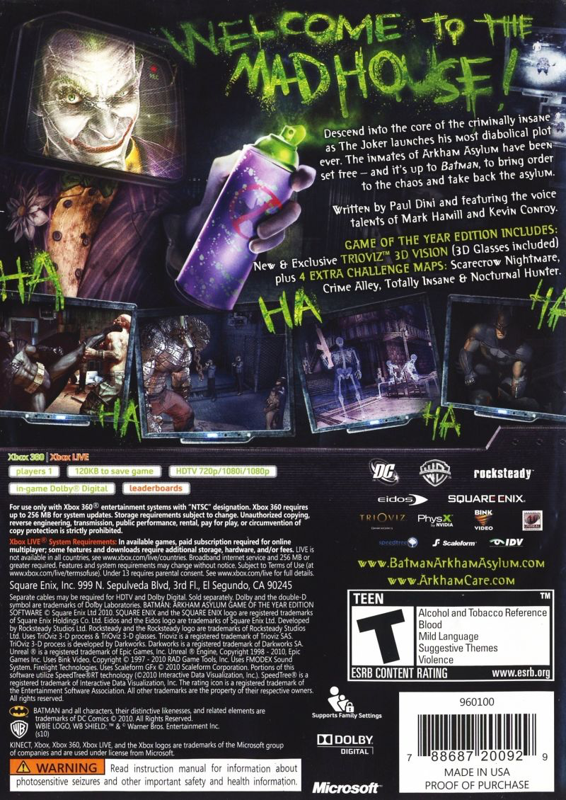 Batman: Arkham Asylum - Game of the Year Edition - Xbox 360