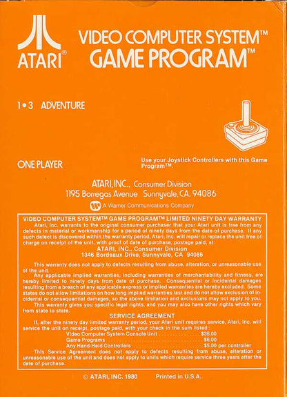 Adventure (Picture Label) - Atari 2600