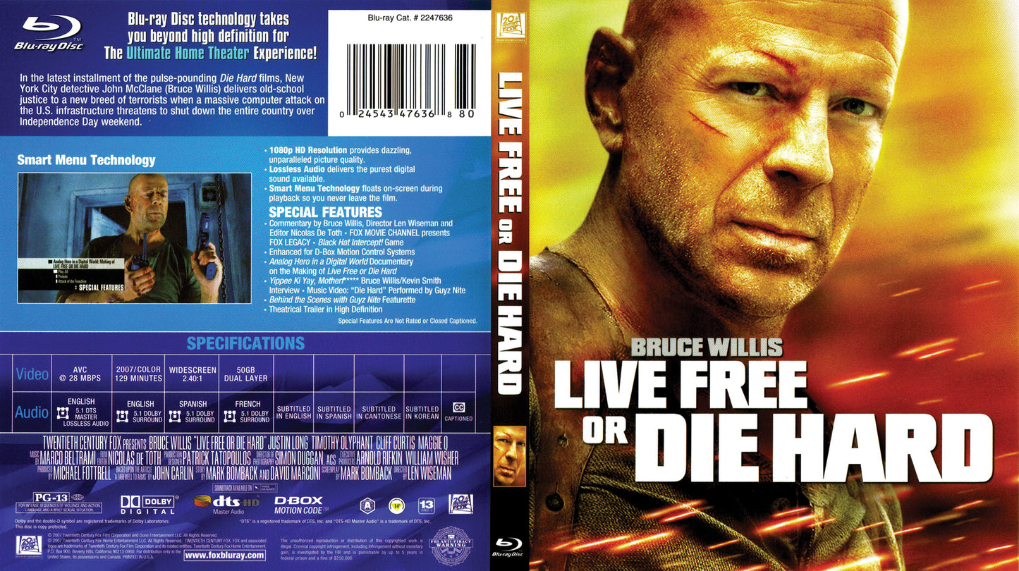 Live Free Or Die Hard - Blu-ray Action/Adventure 2007 PG-13